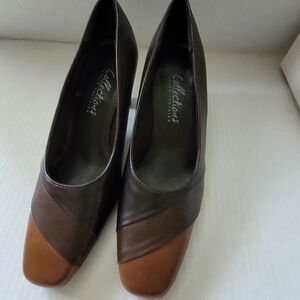 2/$40 Brown and Tan Heels with Classic Design